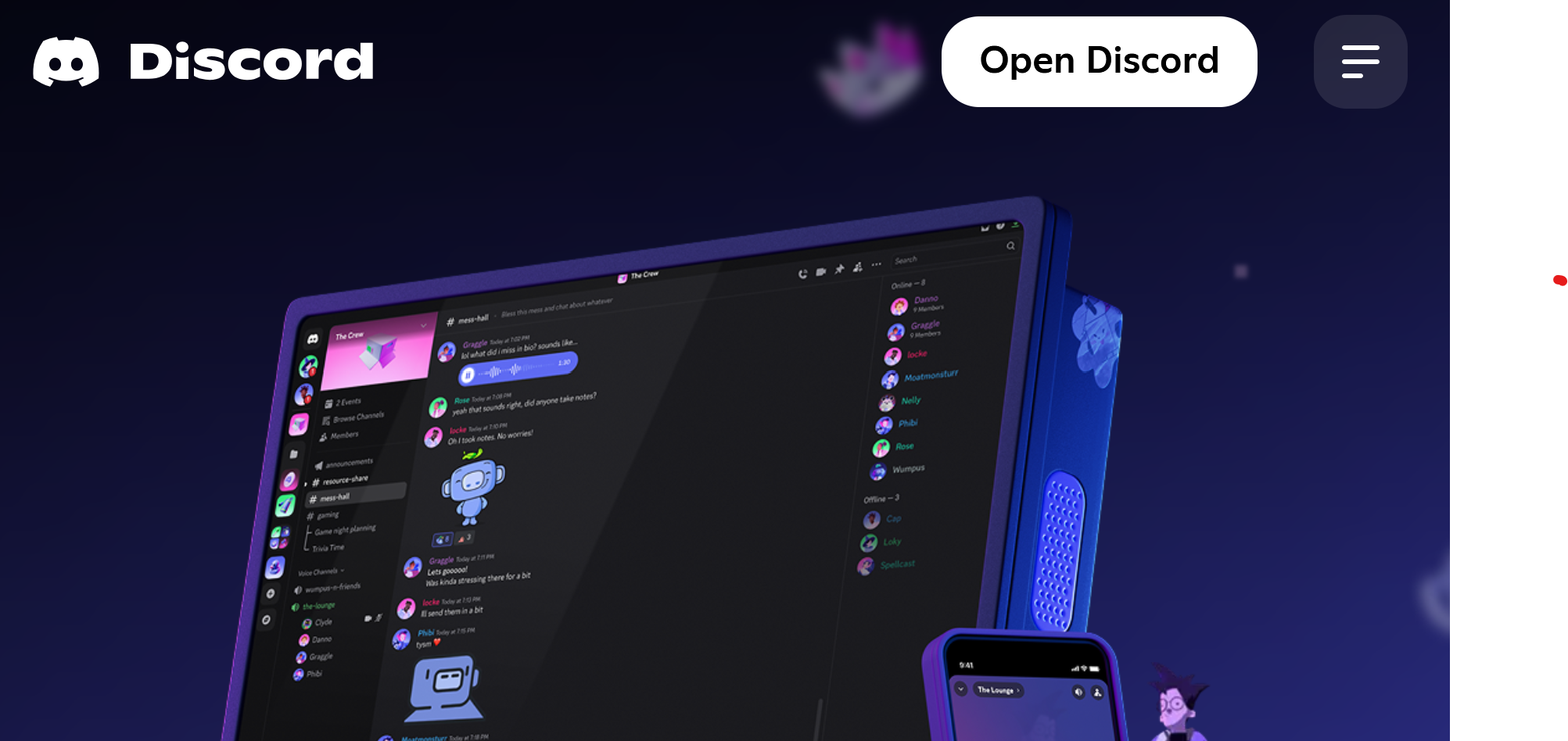 Screenshot der Discord-Webseite