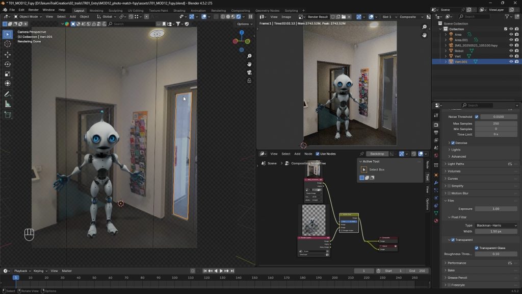 Man sieht ein Foto eines Innenraums welches in Blender importiert wurde um es als Hintergrund zu nutzen.