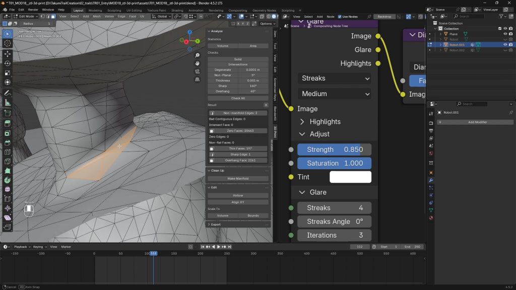 Das Mesh am Hals eines Characters wird in Blender bearbeitet